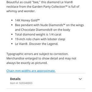 LeVian Honey Gold Bee Pendant Necklace